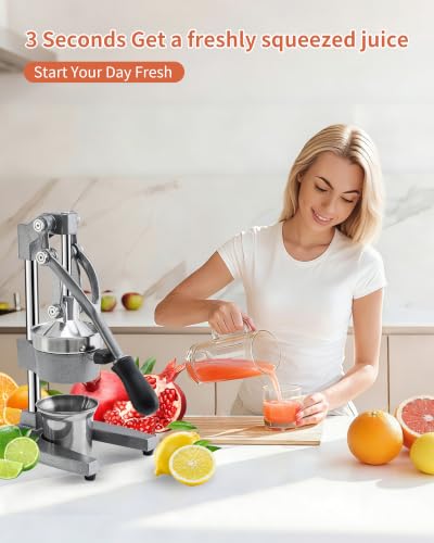ZOZOE Cast Iron Juicer, Manual Citrus Press, Heavy Duty Hand Press Juicer - color: Grey