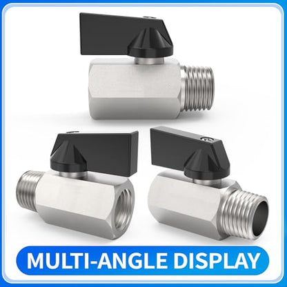 ChillWaves Brass Mini Ball Valve, Shut Off Switch Ball Valve 1/8" NPT Male x 1/8" NPT Female Thread Pipe Fitting(2-PACK) - size: 1/8" MNPT x 1/8" FNPT