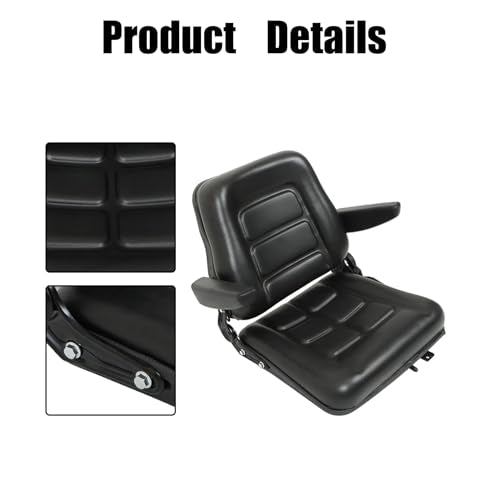 GXYWADY Universal Forklift Seat Fold Down Tractor Seat Adjustable Back with Armrest Micro Switch and Slide Replacement for Tractor Excavator Skid Loader
