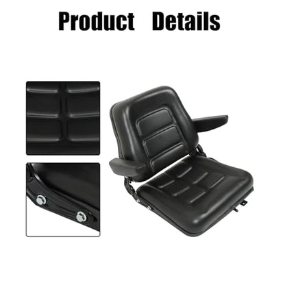 GXYWADY Universal Forklift Seat Fold Down Tractor Seat Adjustable Back with Armrest Micro Switch and Slide Replacement for Tractor Excavator Skid Loader