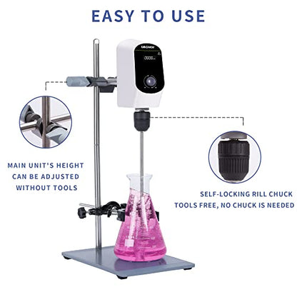 Electric Overhead Stirrer Mixer Lab LCD 2000RPM Timing 20L 10000mPas - size: 20L