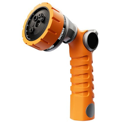 RESTMO Heavy Duty Hose Nozzle, Metal Garden Water Hose Sprayer - color: Orange