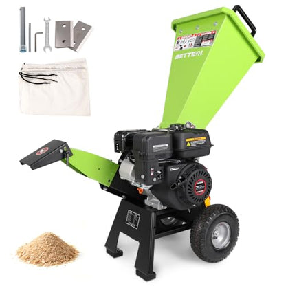 Wood Chipper Gas Powered 7HP, 212CC Mulcher Chipper Shredder w/Bag