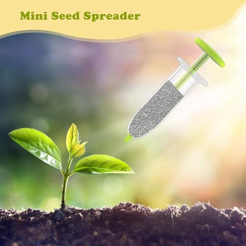Mini Seed Spreader Set,6 PCS Small Garden Seed Planter Tool,Precise Sowing Seed Dispenser for Tiny Seeds, Hand Held Manual Seed Spreader with Seedlings Dibber and Widger Set Tools for Planting