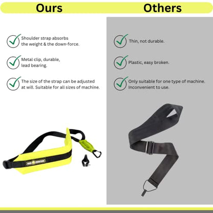 Good Vibrations Zero Gravity - Universal Weight Absorbing String Trimmer Strap with Bungee PRO-X System & Deluxe Comfort Shoulder Pad - Reliefs Body Tensions & Stabilizes Trimmer for Maximum Control