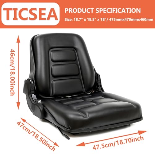 Universal Forklift Seat, Tractor Seat with Adjustable Angle Back,Micro Switch and Slide,for Tractor,Excavator Skid Loader Backhoe Dozer Telehandler ZTR‘s Equipment Construction