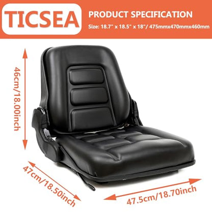 Universal Forklift Seat, Tractor Seat with Adjustable Angle Back,Micro Switch and Slide,for Tractor,Excavator Skid Loader Backhoe Dozer Telehandler ZTR‘s Equipment Construction
