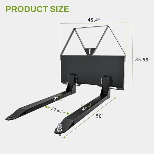 AUTOSAVER88 46" Pin-On Pallet Forks Frame Attachment, 2600 LB Capacity