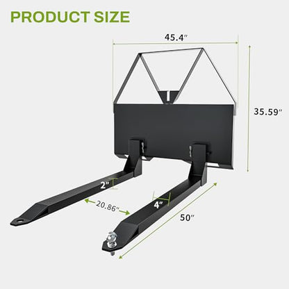 AUTOSAVER88 46" Pin-On Pallet Forks Frame Attachment, 2600 LB Capacity