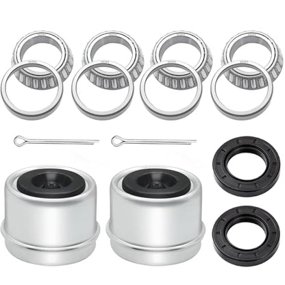 2 Sets Trailer Wheel Bearing Kit for 25mm Axles, 30205 Tapered Roller Bearings with TC 30x52x10mm Oil Seal, Quiet High Speed Durable Trailer Hub Repair Kit, Includes Dust Cover & Cotter Pin - color: 2Set-30205-Bearings