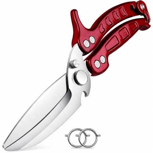 DRAGON RIOT Heavy Duty Poultry Shears - A Must Have Kitchen Shears for Chicken and Meat Cutting - Dishwasher Safe and Stainless Food Kitchen Scissors for Thanksgiving - color: Burgundy
