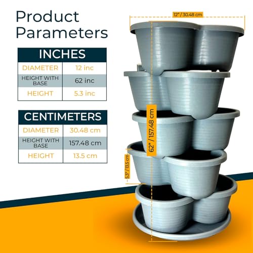 SunVara Strawberry Planter Vertical Gardening Stackable Planter Strawberry Tower 5 Tier Herb Outdoor Indoor
