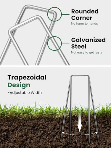 GROWNEER GROWNEER 100 Pack Landscape Staples 6 inch 11 Gauge Yard Stakes - size: 6 Inch