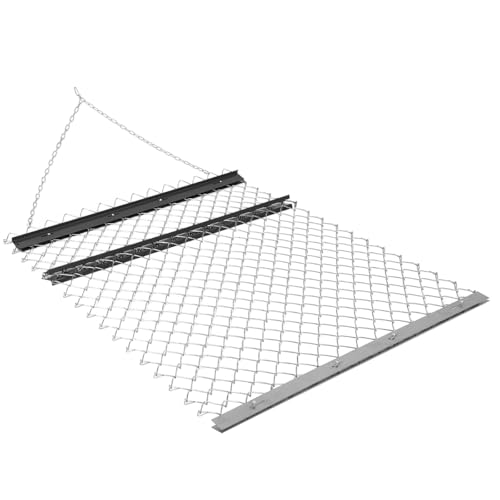 ATV Drag Harrow 4'X5' Chain, Chain Harrow Landscape Leveling Sod Prepping, Ground Preparation Steel Chain Link Field Drag Mat UTV Tractor Attachment for Gravel Driveway, Farm Field Garden - color: Black