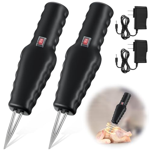 Saillong 2 Pack Handheld Chicken Plucker, Electric Quick Poultry Plucker Machine for Removing The Pin Feathers, Portable Rechargeable Waterproof Feather Plucker for Chicken Duck Goose Bird (Black) - color: Black + Silver + Red