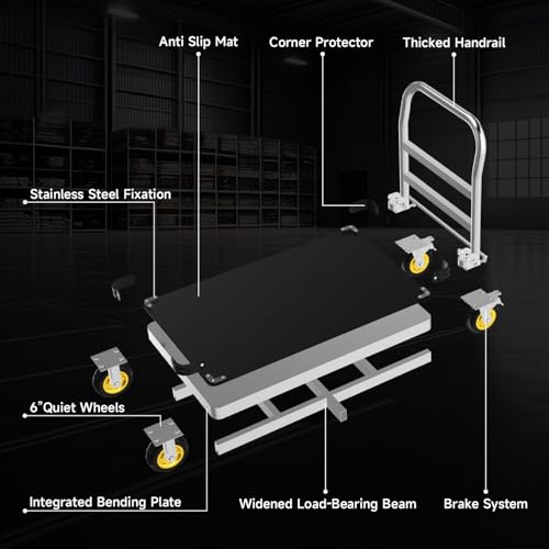 2500 lb Extra Large Platform Truck, 44" x 28" Foldable Flatbed Cart - size: 44" x 28"