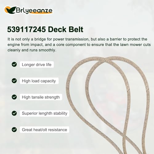 539117245 Deck Belt for Husqvarna Z246 RZ4623 RZ46i RZ4619 RZ4621 RZ 4623 RZ 5422 RZ 5424 Mowers with 46" Deck Replace M118756 539 11 72-45（5/8" x 123"） - size: 123"L x 0.625"W