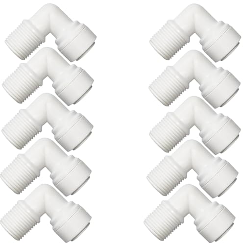 10 PCS Elbow Male Thread Adapter 1/4" Male x 1/4" OD Tube Quick Connect Fitting For RO Water System, Water Filter,Drinking Water, Water Purifier Tube Fitting - style: 1/4" male x 1/4" od Elbow(10)