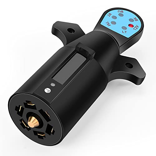 Nilight 7 Pin Male Trailer Round RV Blade Connector Socket - color: 7 Way Trailer Light Tester