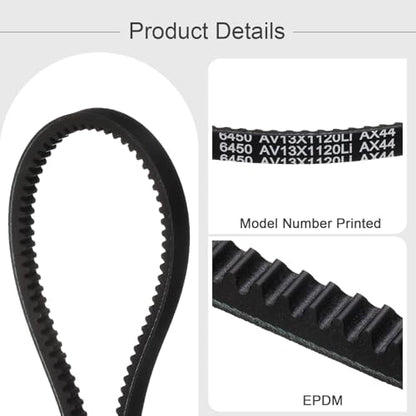 uxcell AX44 EPDM V-Belt, Raw Edge Cogged Industrial Rubber V Belt 1/2" Width x 44" Inside Circumference - size: AX44