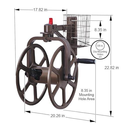 Liberty Garden Single Arm Navigator Hose Reel with Pull Up Latch, Bronze - style: Single Arm, Pull up Latch, Bronze