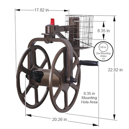 Liberty Garden Single Arm Navigator Hose Reel with Pull Up Latch, Bronze - style: Single Arm, Pull up Latch, Bronze