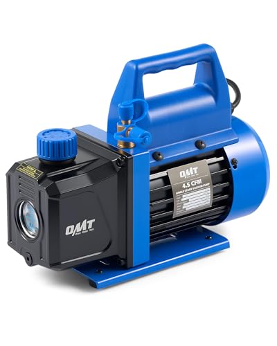 OMT 4.5 CFM Single Stage Vacuum Pump for R134a R410a R22 Auto AC HVAC Kit - color: Blue, size: 4.5 CFM