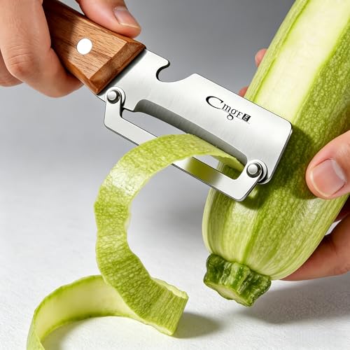TEEVEA Vegetable Peeler, Stainless Steel Wooden Handle for Potato, Apple - color: Walnut-Silver-3