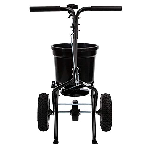 Brinly P20-500BHDF-A Push Spreader with Side Deflector Kit and Hopper Grate, 50 lb. Capacity - Flat Black - color: Flat Black