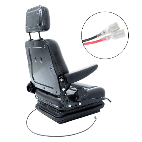 Suspension Seat Adjustable Backrest Headrest Armrest Replacement for Tractor Forklift Excavator Skid Loader