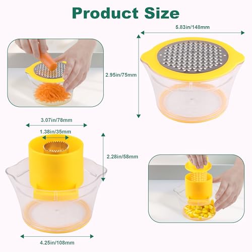 Corn on the Cob Stripper Tool, Corn Sheller - Quickly Strip and Peel Corn, Includes a Bowl for Corn Kernels, Grinder, and a Safe Handle
