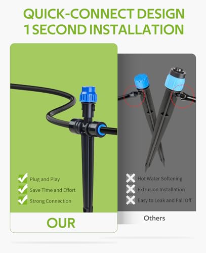 HIRALIY 59FT Drip Irrigation Kit, Quick-Connect Garden Watering System - size: 59 feet