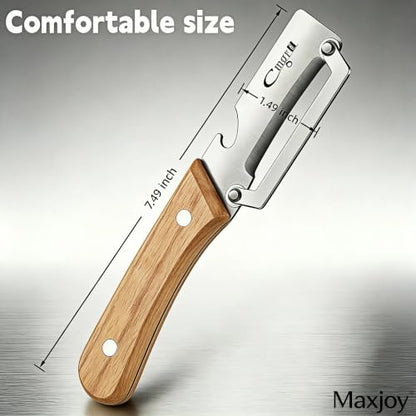 Maxjoy Vegetable Peeler, Stainless Steel Wooden Handle for Potato, Fruit - color: Brown#Silver