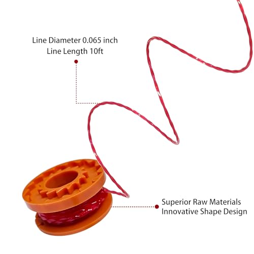 A ANLEOLIFE 9 Pack WA0010 Weed Eater Line Spool for Worx String Trimmers, 10ft 0.065" Auto-Feed Replacement Spools (8 Spools + 1 Cap) - style: 8 Spools + 1 Cap