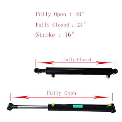 Double Acting Universal Hydraulic Cylinder, 2900-3600 PSI Hydraulic Cylinders Chrome Plated Piston Rod (Stroke 16"; Pin 1.0")