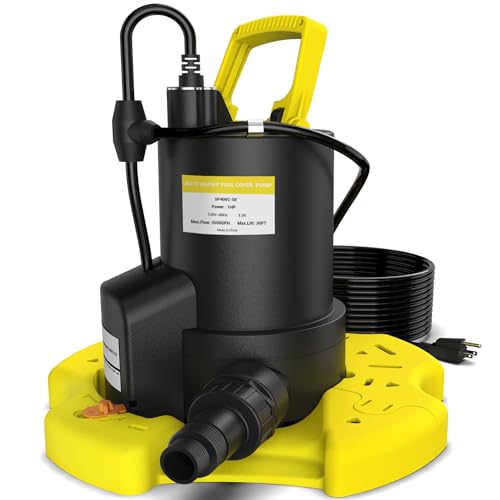 AgiiMan 1HP Automatic Pool Cover Pump, Submersible Sump Pump, Yellow - color: Yellow
