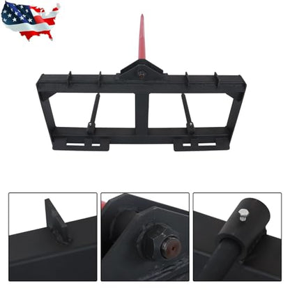 49" 3000lb Heavy Duty Attach Hay Bale Spear Skid Steer Tractor Loader Quick Tach