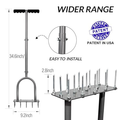 Walensee Manual Lawn Aerator Tool with 15 Iron Spikes, Garden Spike Aerator - style: 3-Row Spikes
