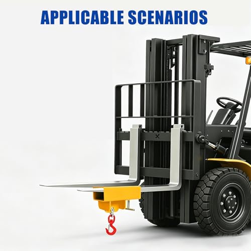 Heavy Duty Forklift Lifting Hook with 2" Receiver Hitch, Dual Fork Mounted Lifting & Towing Attachment, 2.2 Ton Max Capacity for Forklift Tractor Industrial Use
