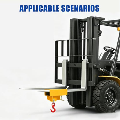 Heavy Duty Forklift Lifting Hook with 2" Receiver Hitch, Dual Fork Mounted Lifting & Towing Attachment, 2.2 Ton Max Capacity for Forklift Tractor Industrial Use