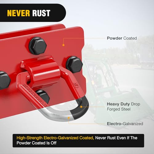 Nilight 1/2" Heavy Duty Trailer D Ring Tie Down Anchors with Backing Plates - color: Red, size: D Ring