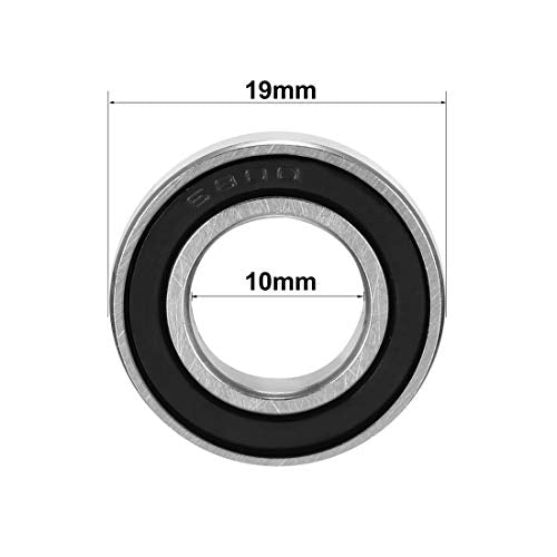 uxcell 6800-2RS Deep Groove Ball Bearing Double Sealed 1180800, 10mm x 19mm x 5mm Carbon Steel Bearings (Pack of 10) - size: 10mmx19mmx5mm