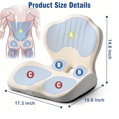 Car Seat Cushion Office Chair Cushion with Lumbar Support Pillow - color: White Gray