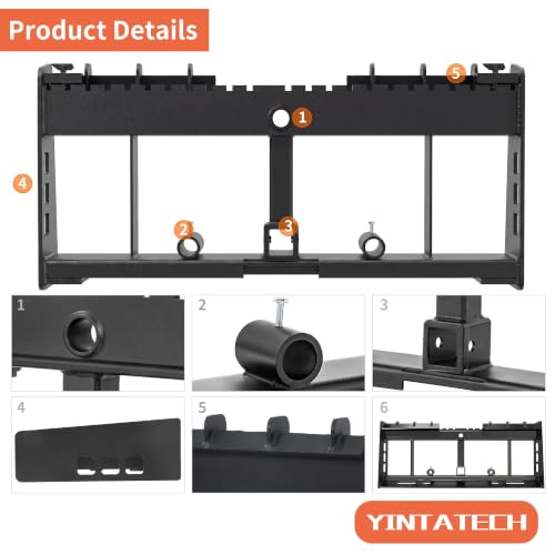 YINTATECH 45" Skid Steer Pallet Fork Frame 3000 lbs Quick Tach - size: 3000lbs