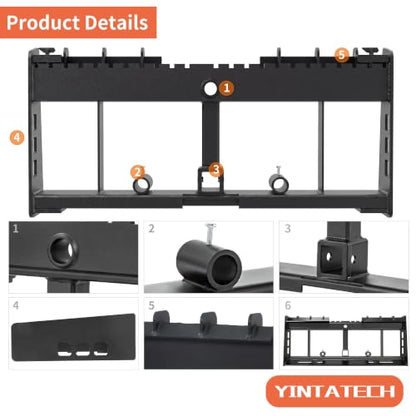 YINTATECH 45" Skid Steer Pallet Fork Frame 3000 lbs Quick Tach - size: 3000lbs
