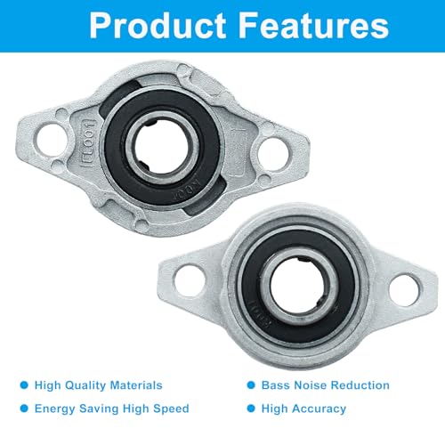 4 Pcs KFL001 Flanged Pillow Block Bearings, 12 mm - size: KFL001