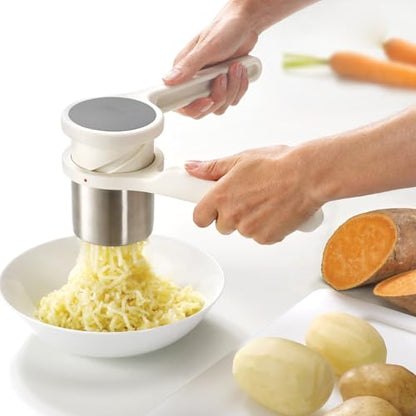 Joseph Joseph Helix Potato Ricer Masher Ergonomic Twist-Action Hand Manual Stainless Steel For Mashed Potato, Vegetable Purees, Stainless Steel - style: Potato Ricer