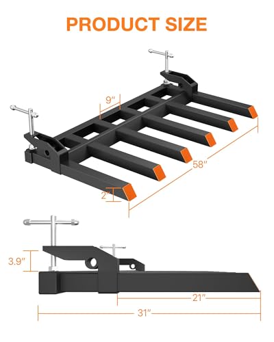 Heavy Duty Clamp-On Debris Forks for 60" Tractor Bucket Capacity Pallet
