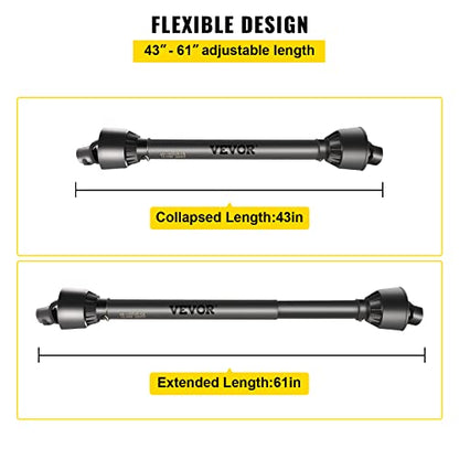 VEVOR PTO Shaft 1-3/8" PTO Drive Shaft 6 Spline Tractor Round Implement End - size: 43"-61"