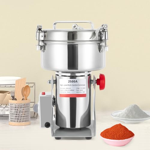 Electric Grain Mill Grinder, High Speed 4500W Commercial Grinders, Stainless Steel Powder Machine for Dry Grains, Coffee, Corn (2500g/5.51 lbs) - size: 2500g/5.51 lbs